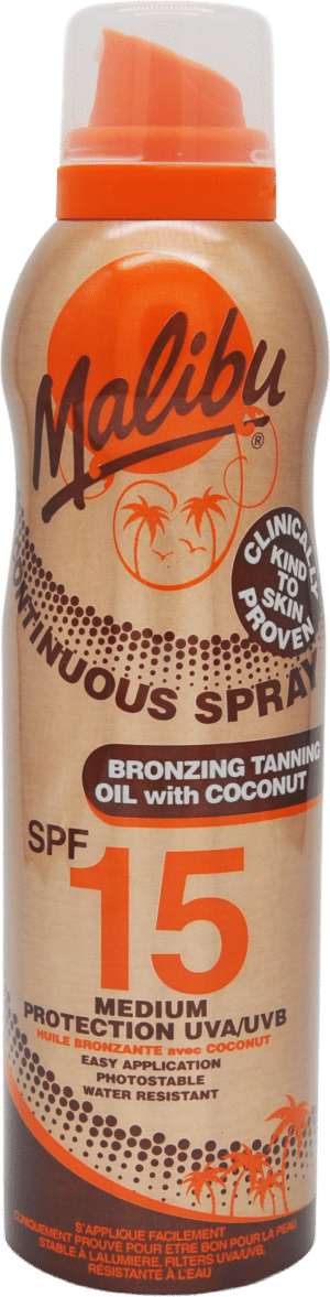 SPF15 Bronzing Tanning Dry Oil Spray with Coconut Oil